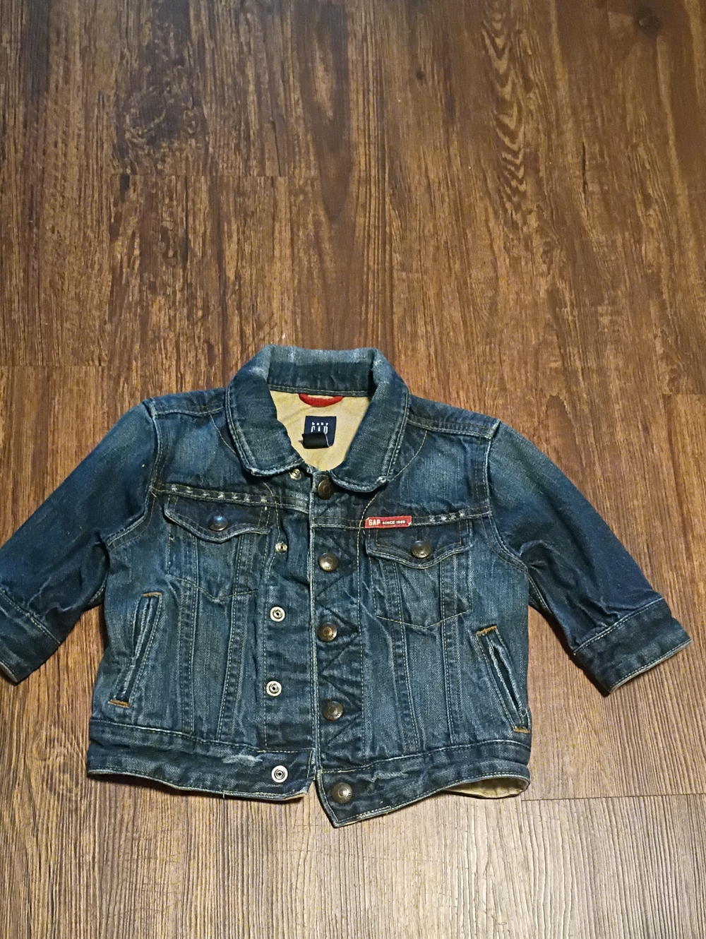 Gap Kids Vintage distressed 12-18 Months Snap Front Dark Blue Denim Jacket